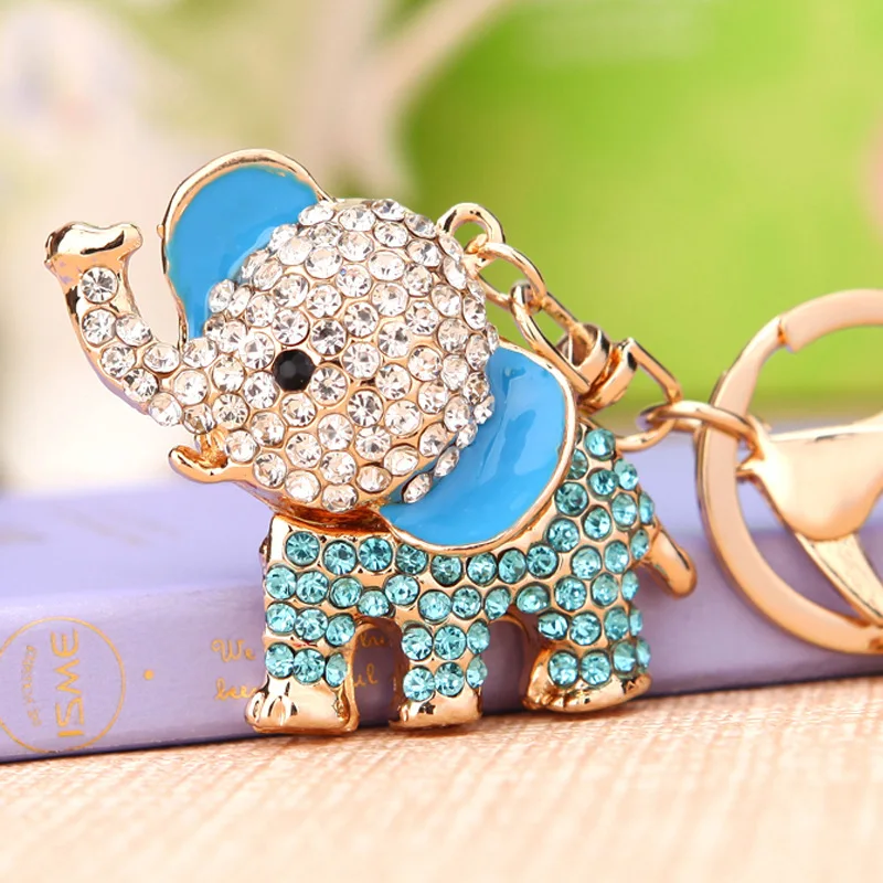 Various types of rhinestones elephant shape keychain thailand elephant keychain