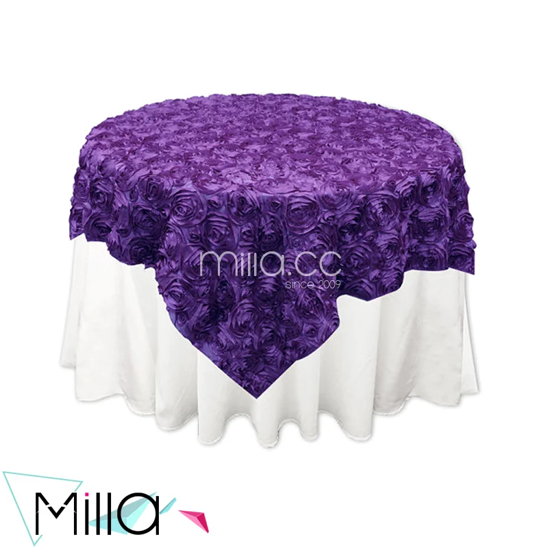 Rosette Satin Tablecloth Rose Wedding Cake Table Overlay