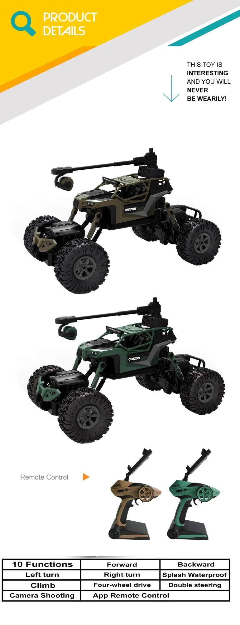 Tank toys 2.4G 1:16 phone wifi remote control car with camera