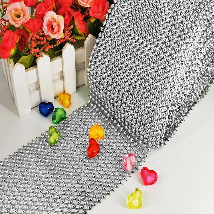 Stylish 18 row  Pearl mesh  silver rhinestone elastic ribbon wrap  for drop earrings decoration