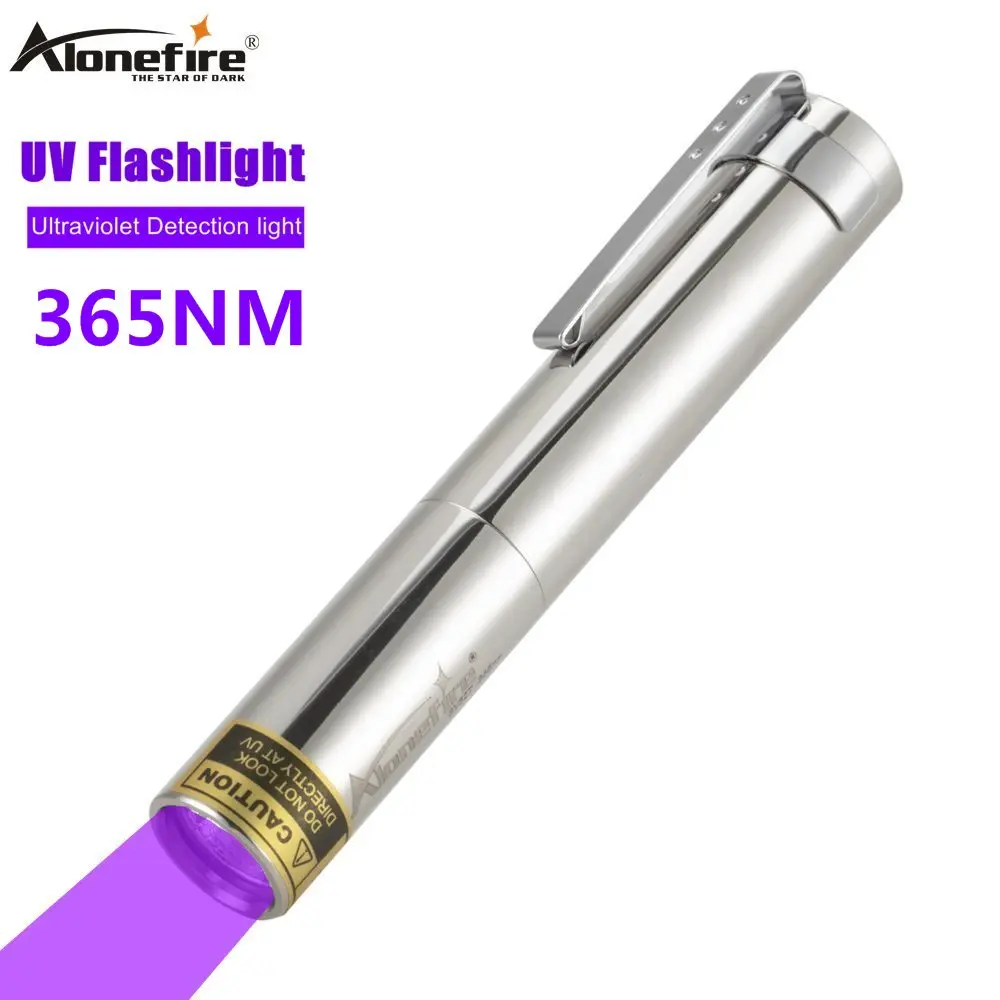 Alonefire SV327-1 нержавеющая сталь 365-370nm УФ-свет фонарик руды ID отверждения денежный Кот опоясывающего лишая Ультрафиолетовый проверить Фонарик лампы