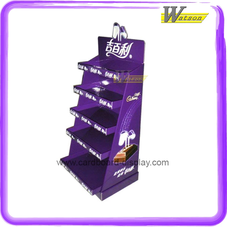 custom printed cardboard advertising tray display stand for chocolate bar