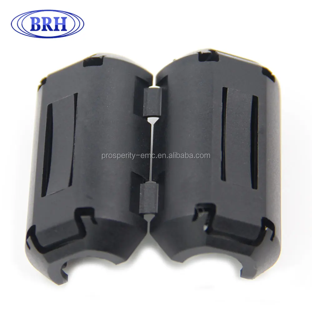 Clip-on ferrite ring core RFI EMI noise suppressor cable clip with plastic case