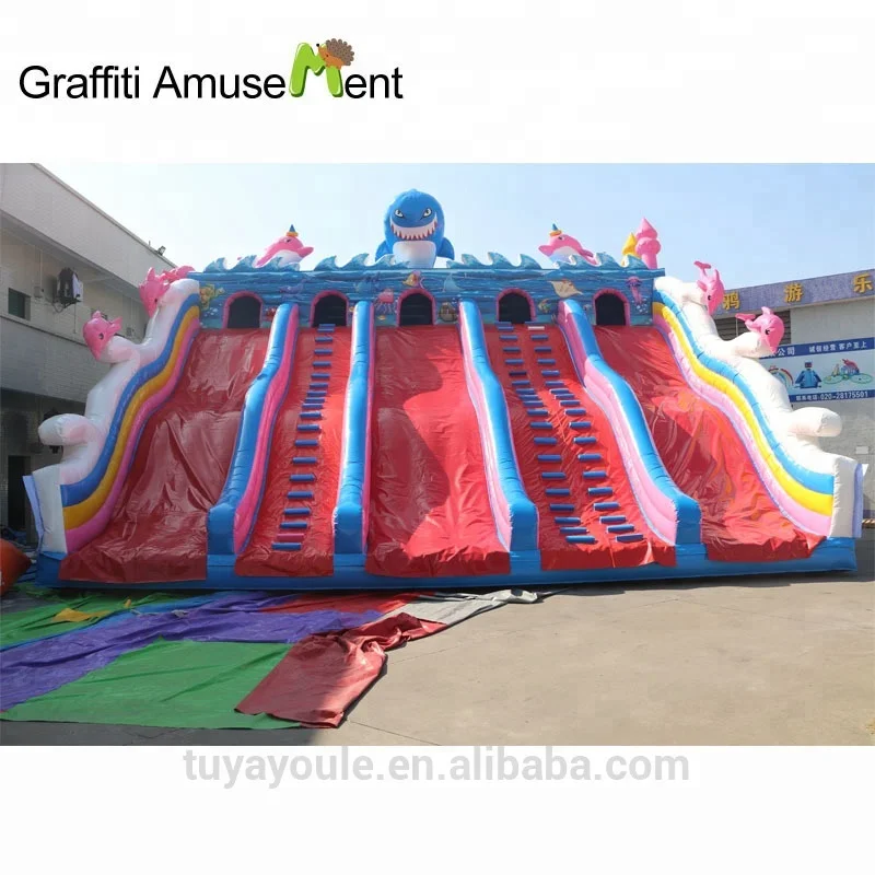 Large water park whale theme PVC0.55mm inflatable slip n slide inflatable slides for kids and adults 2018