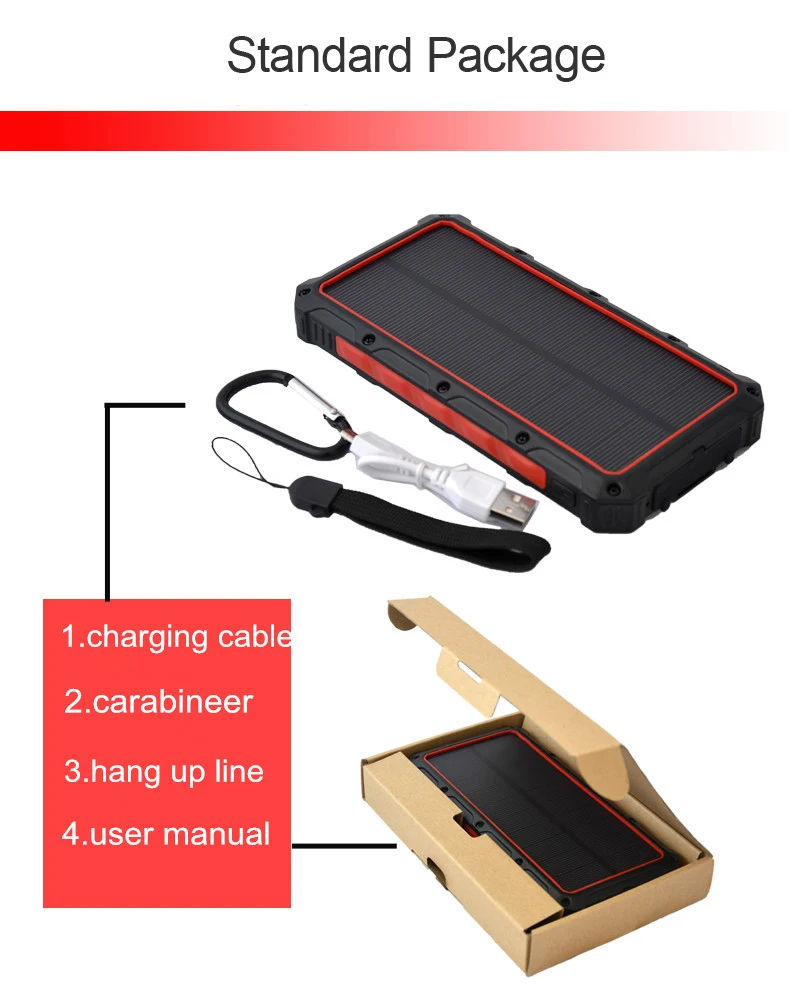 Alibaba Best Sellers Wireless Portable Power Bank 16000Mah Rohs Solar Charger Instructions