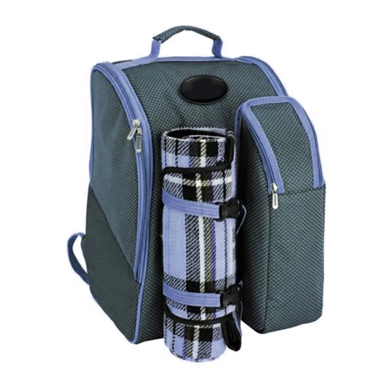 2 Person Picnic Backpack With Insulated Cooler Storage Compartments Accessories And Blanket Included