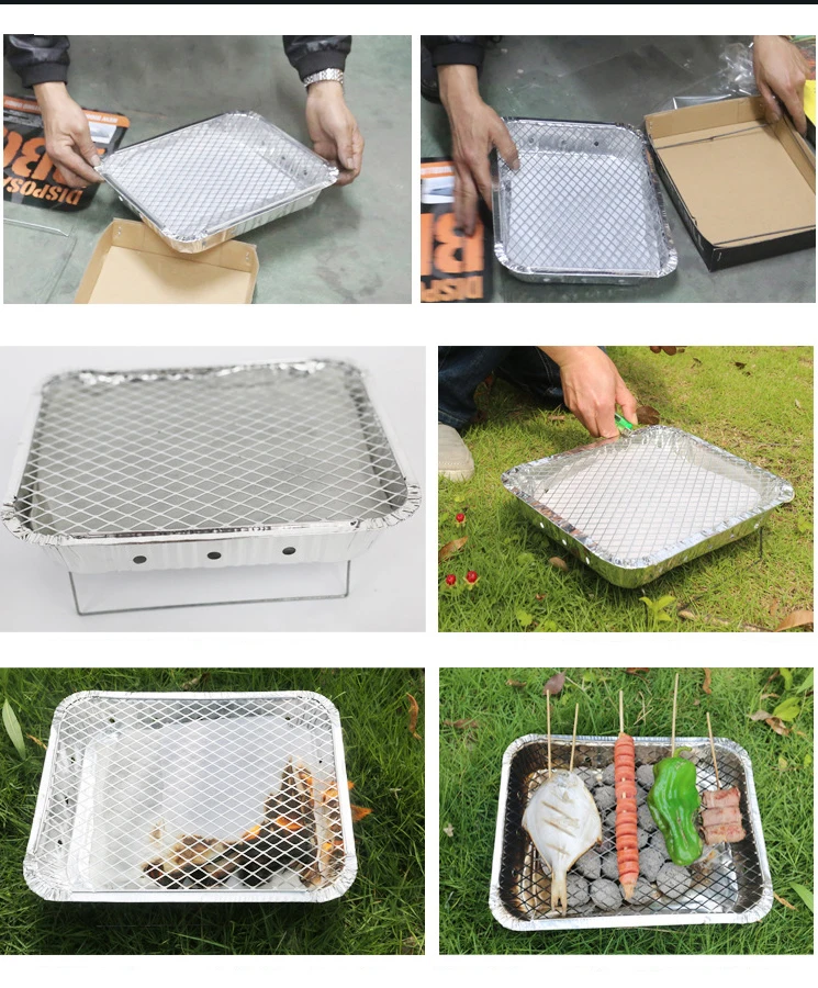 Portable Aluminum One-time Use Disposable Grill Instant BBQ Grill With Wire Rack Barbecue Grill