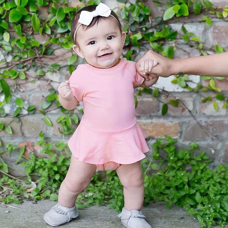 
Best Seller in USA 2018 New Model Plain Color One Piece Body Suit Dress 100% Organic Cotton Infant Baby Girl Clothes Romper 