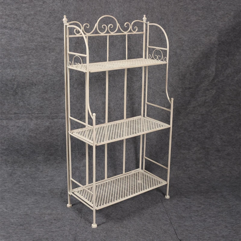 Metal 3-Layer Flower Shelf Rack Wrought Iron Plant Stand Shelf Rack