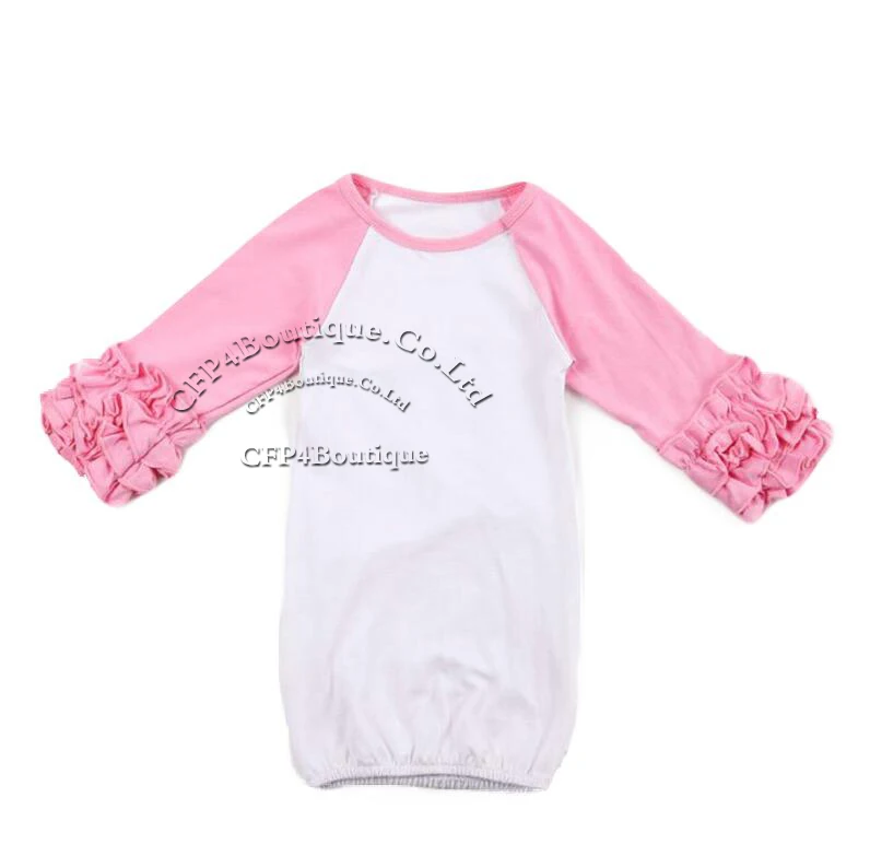 CFP C072 Full Cotton Ruffle Infant Long Sleeve Raglan Baby Gown