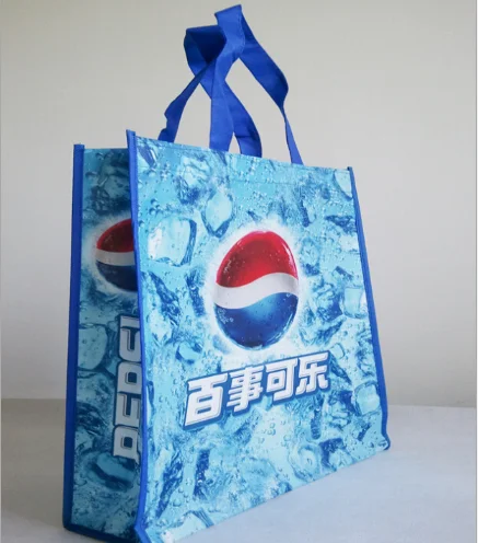 Pepsi promotional Eco-Friendly recycled PP non woven supermarket shopping bag