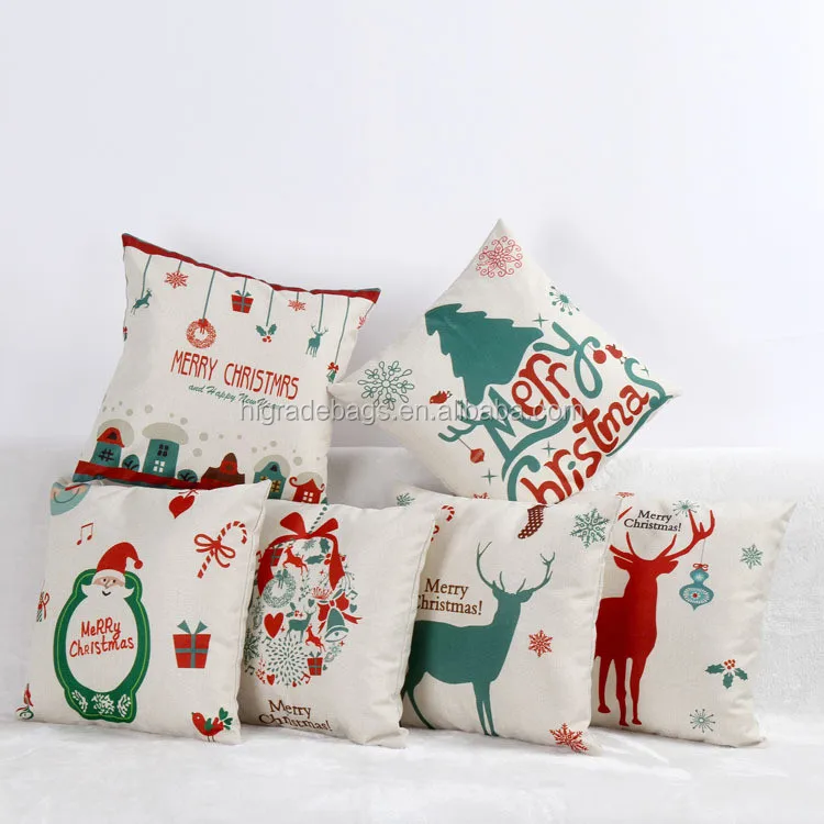 Christmas Theme Gift Cartoon Pillowcase 45*45cm Linen Cushion Blanket Fox Home/Car Decorative Linen Cushions Hot