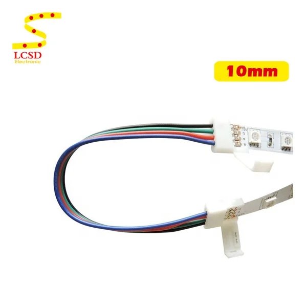 10mm solderless 4 Pin RGB led strip connector 5050 Flexible
