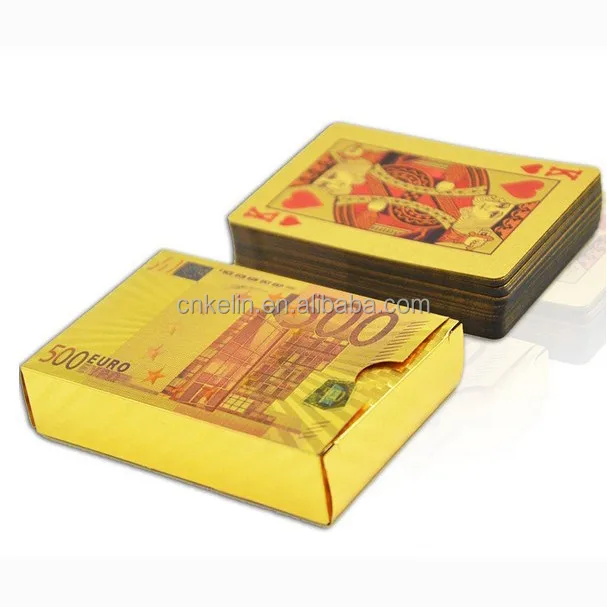 
Promotional Gift 24 Karat Gold Playing Cards 500 Euro Collectable Cards 