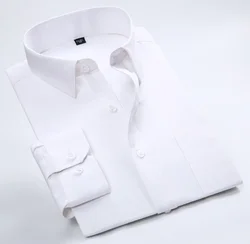 High quality spring white mens long sleeve business plain formal office dress shirt