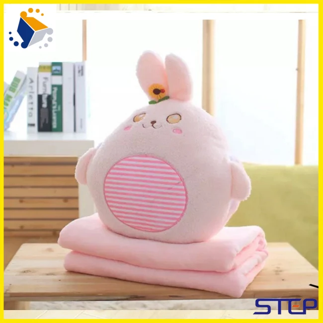 Довольно Розовый Кролик Формы Открытый Многофункциональные Одеяло Подушка Одеяло Polyeater Одеяло Розовый Авиакомпании Одеяло