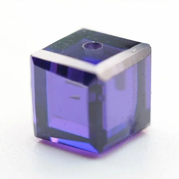 Violet Cubic Zirconia Cube for Bracelet with Hole