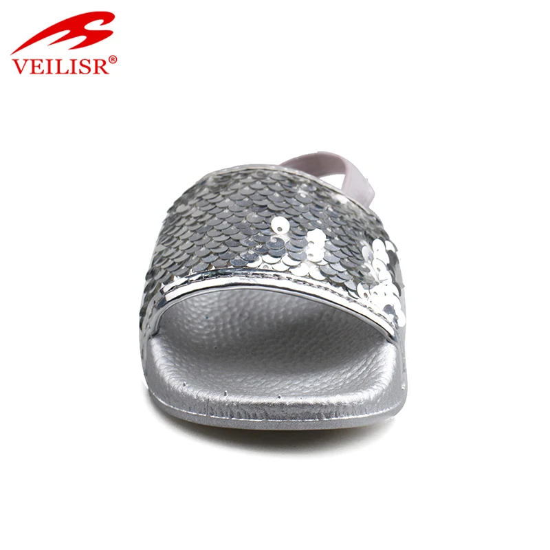 Outdoor indoor sequins PU upper children slippers kids slide sandals