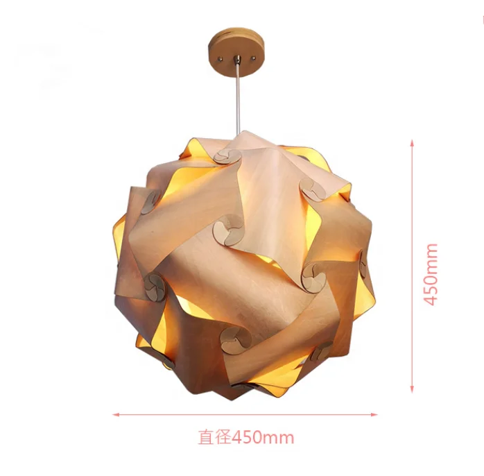 round italian design wood veneer decorating modern lustre ceiling light indoor led art flower pendant lamp