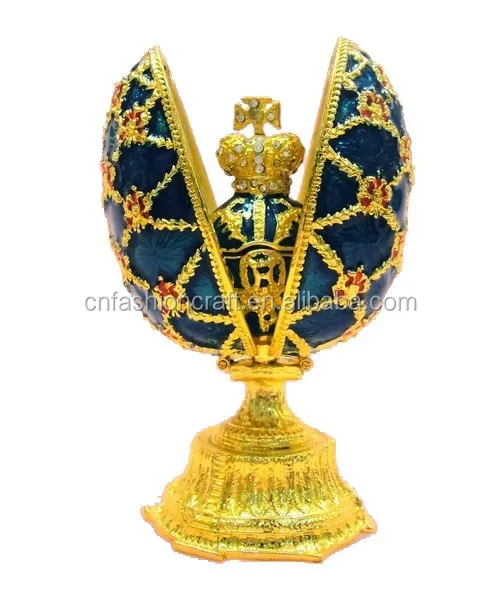 Faberge Egg Style Trinket Box Enameled Jewelry Box Unique Decorative Metal Box Classic Ornaments Gift for Home Decor