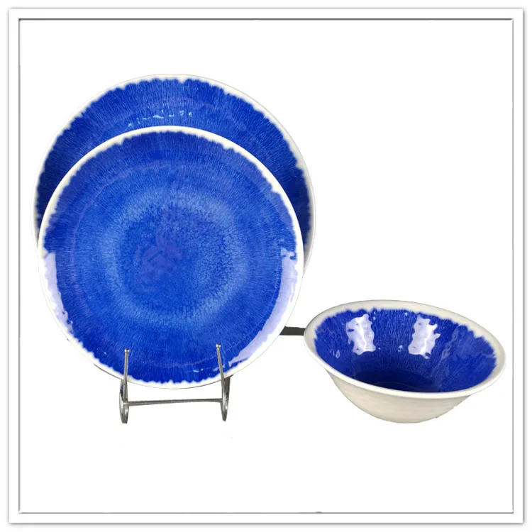 blue color 12 piece Sealife Design (Cobalt Crab) dinner set melamine tableware