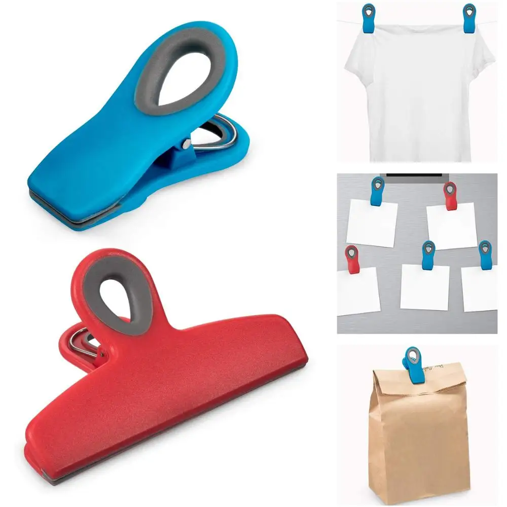 Многоцелевые зажимы для пищевых пакетов, магнитный пластиковый зажим, герметичное уплотнение, зажимы для больших пакетов, для кофейных пакетов