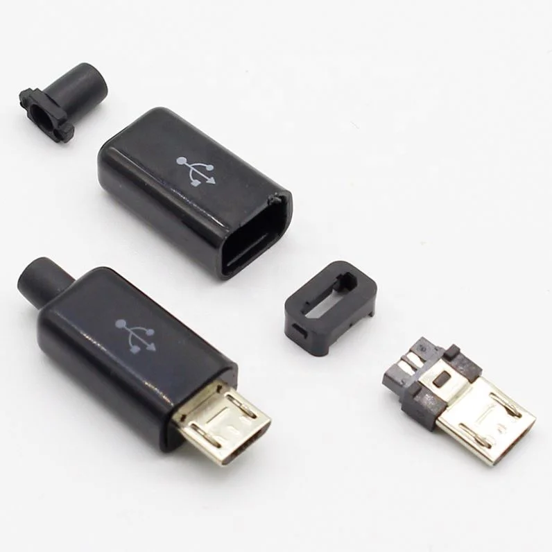 DIY Micro USB Тип B штекер 5pin четыре штуки в сборе разъем штепсельная вилка