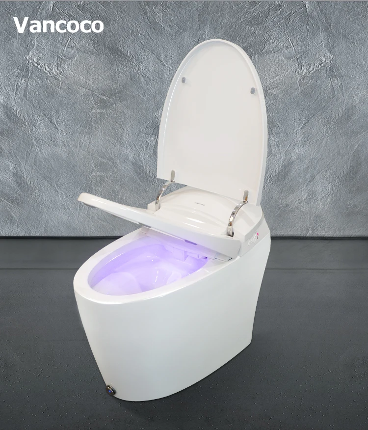 Vancoco Plastic Intelligent Seat Temperature Regulation White Ceramic Attached Bidet Automatic Human Smart Toilet