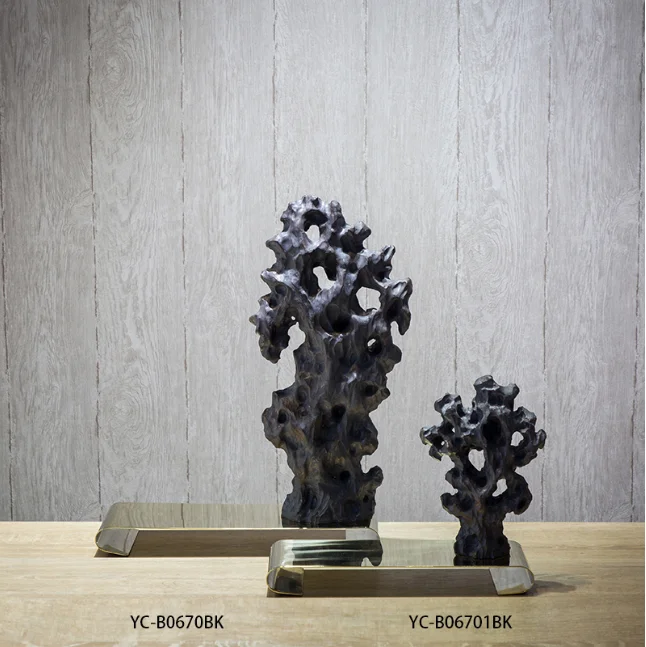 Peaceful and quiet Chinese style ceramic imitates stone craft table sculpture for home decoration highlight unique taste