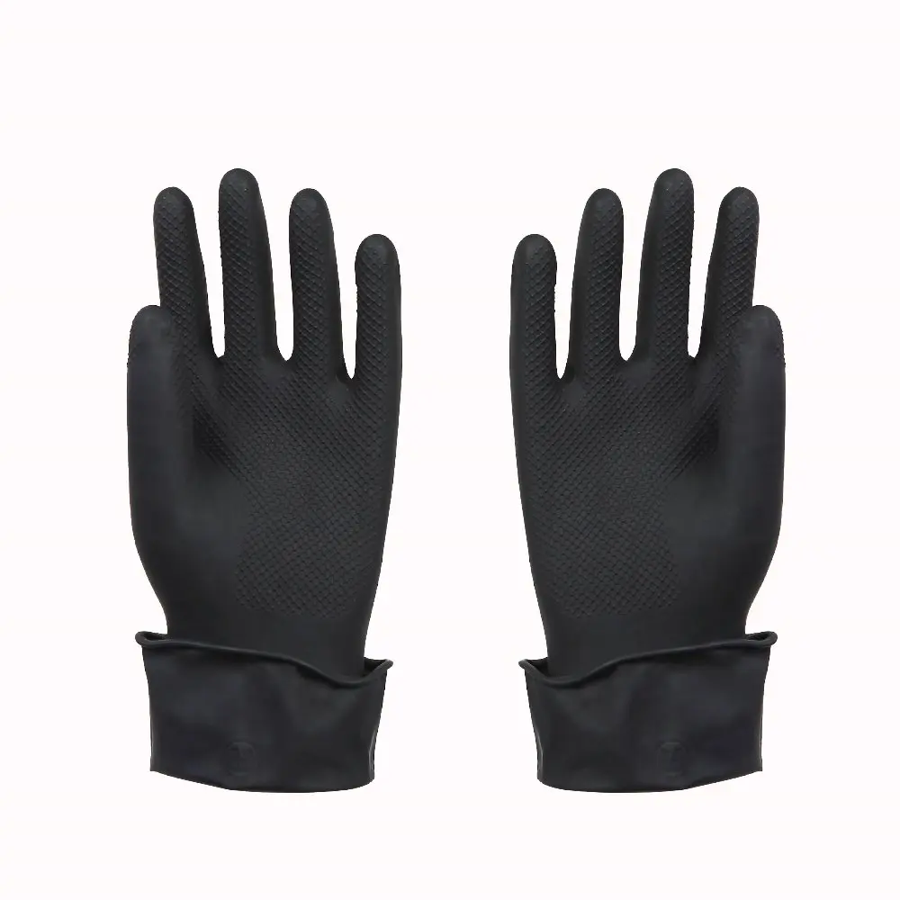 Black Smooth Chemical-resistant Palm Heavy Duty Industrial Builder Latex/ Rubber Glove Latex Anti-slip,water Proof 2-3 Years