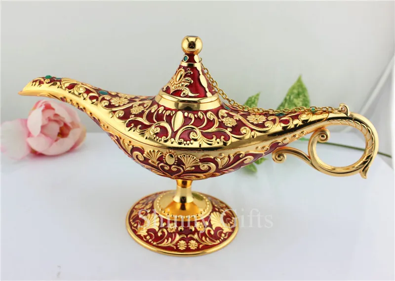 
Shinny Gifts Home Decorative 13.7'Enamel Metal Aladdin Magic Genie Lamps 