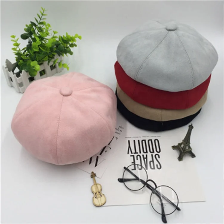 
2019 Winter New Italian Fashion Cheap Man And Women Woollen Embroidery Beret Octagonal Hats 