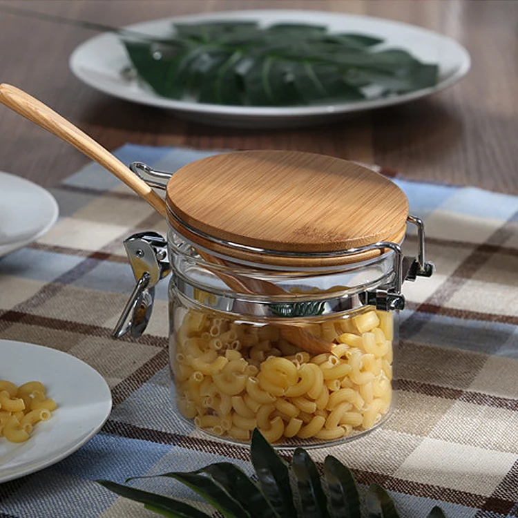 
Wholesale Glass Storage Jar With Stainless Steel Lid Metal Clip 