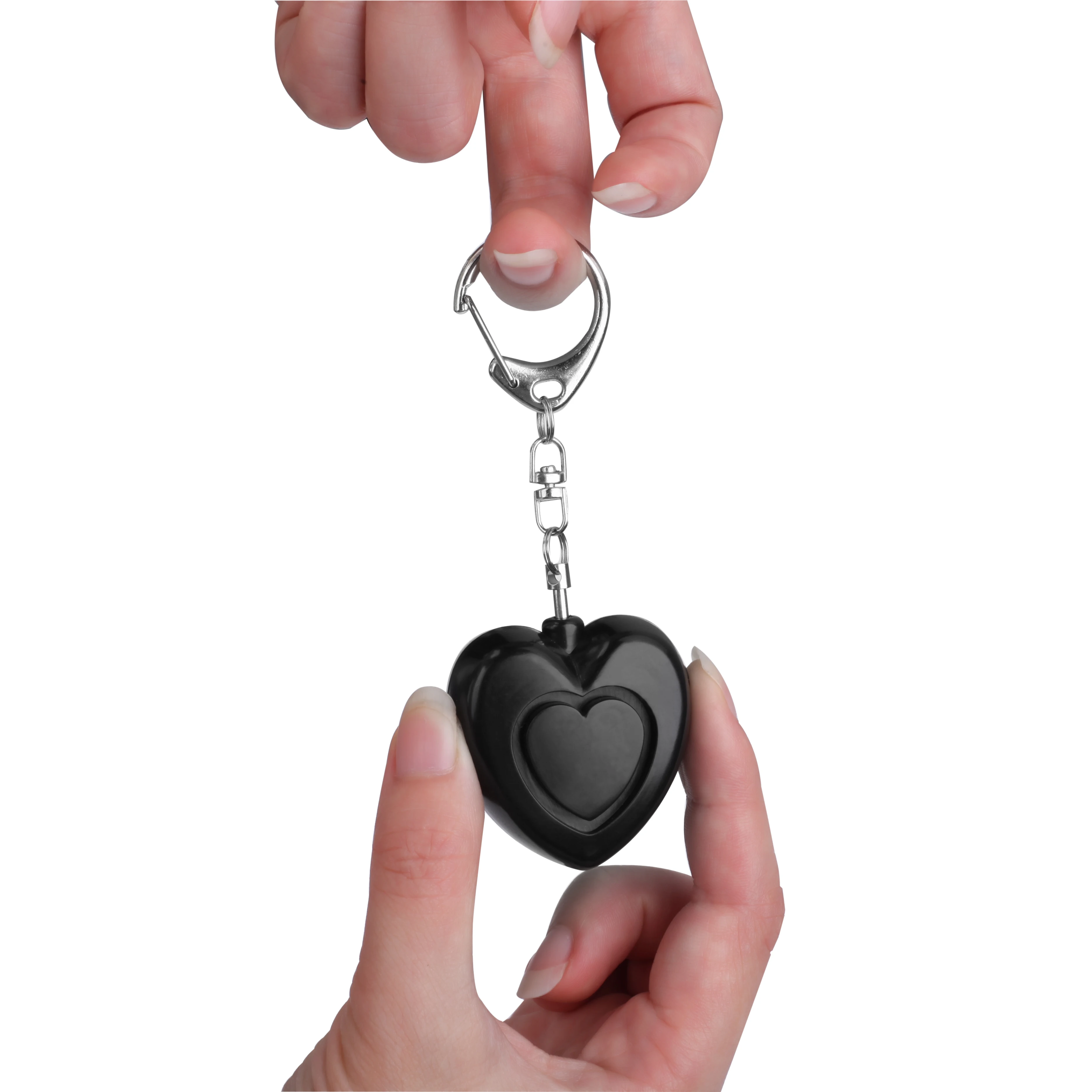 Meinoe Hot Sell Personal Alarm Patented Heart Shape Lady Lovely Alarm With Keychain And LED Light