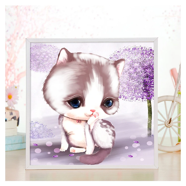 Yiwu, образовательные игрушки от производителя, мини белая живопись 20*20 см, сделай сам, смола, алмазная живопись, животные, дети