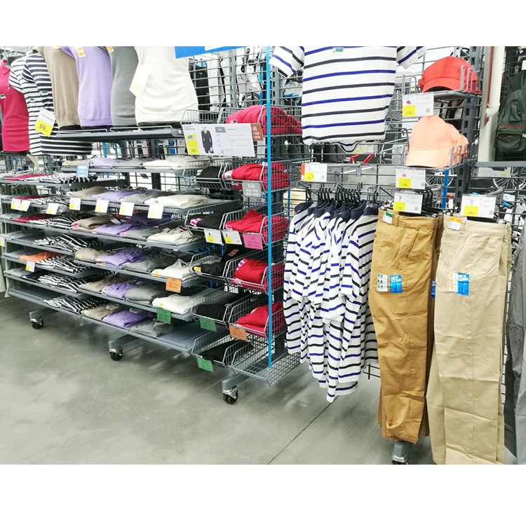 Retail Store Metal Clothing Display Shelf Stand Garment Display Racks for Garment Store