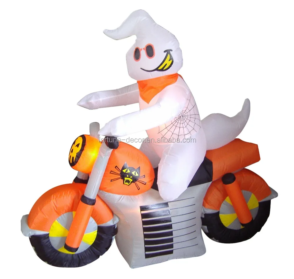
150cm/5ft inflatable white ghost in motorbike for Halloween decoration 