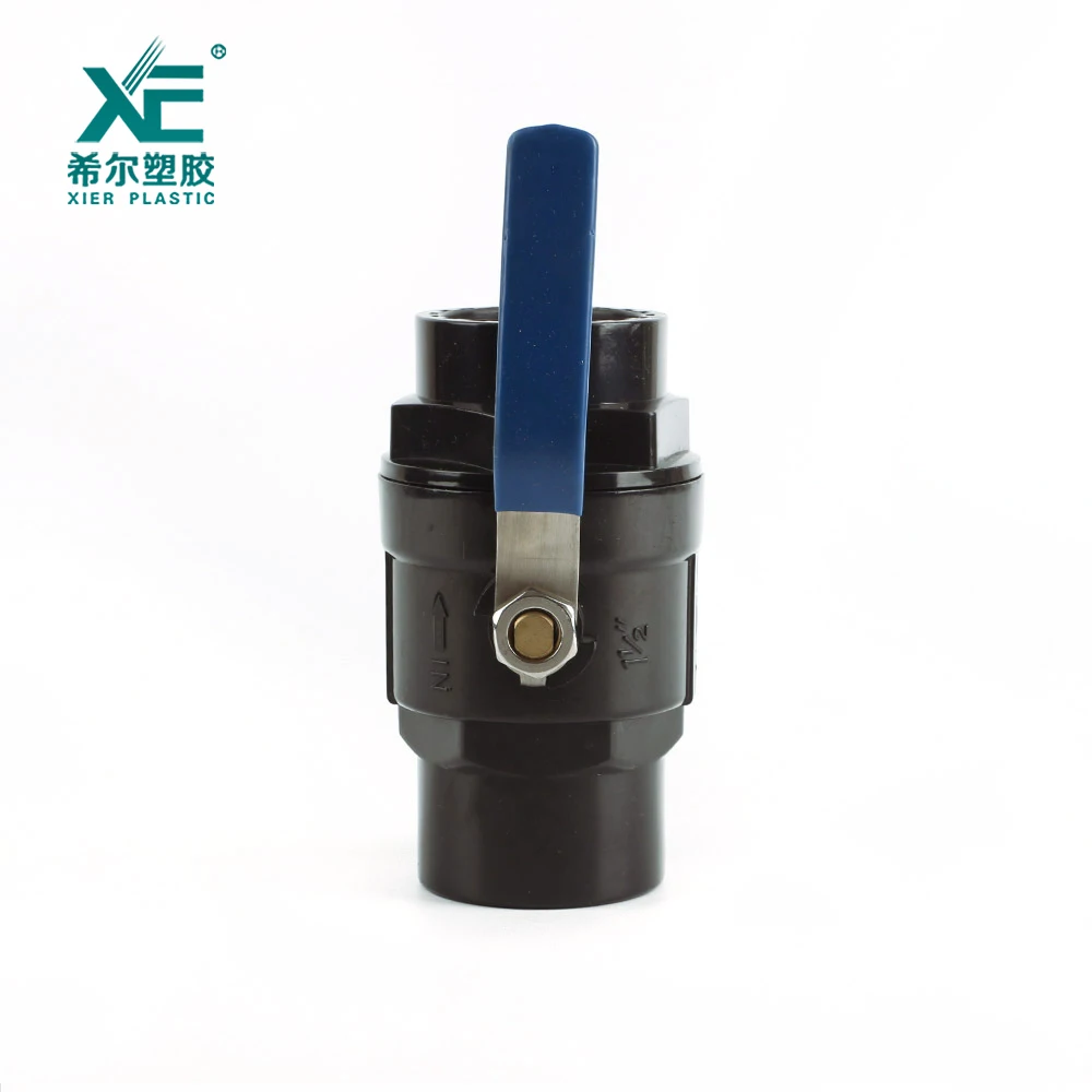 Top quality pvc black body stainless steel handle 2 piece ball valve