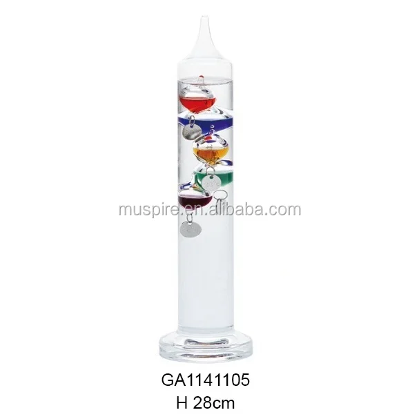 
H28cm 5 balls multiple sizes clear glass Home Indoor Decoration buoyancy Physics Experiment kits Liquid Galileo Thermometer 