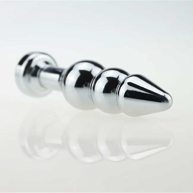 Women Sex Toy Stainless Spiral Metal Beads Anal Plug