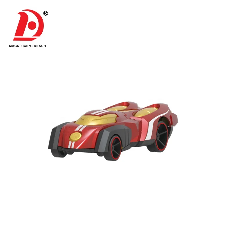 HUADA 2020 Robot Rotary Spring Railcar Set Ejection Stunt Racing Track Car Toys for Little Boys