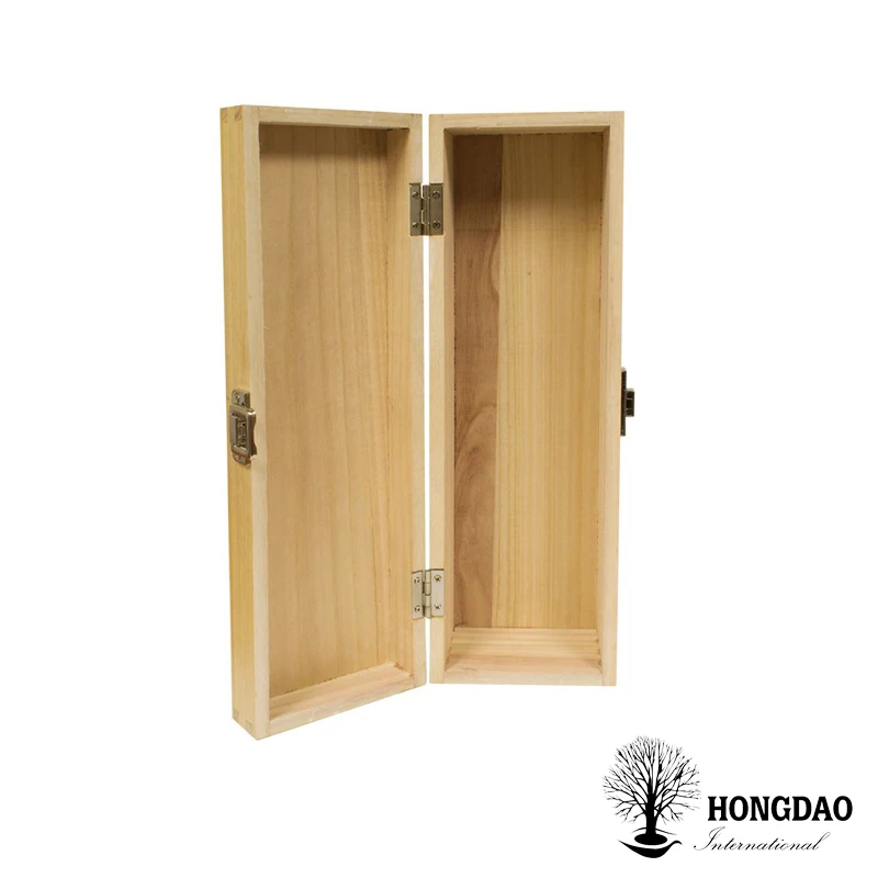 
HONGDAO custom made hot sale unfinished pine wood box single wine gift packaging wooden box 