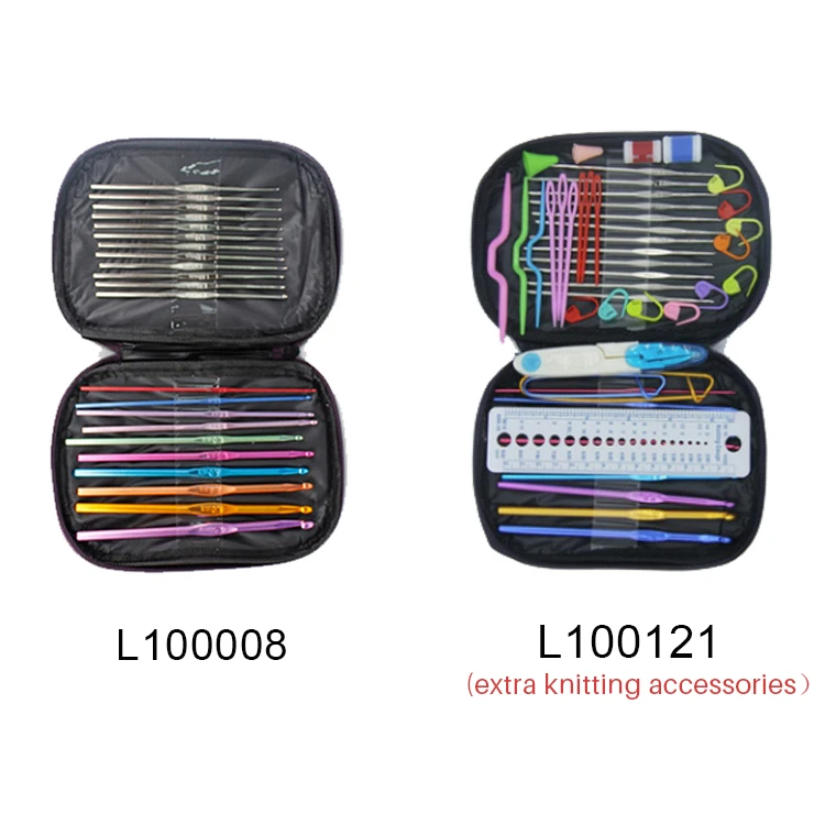 DIY Knitting Needles Home Crochet Hooks Set with Case Beginner Sewing Kit Steel Yarn Plastic Leather Aluminium Materials bag