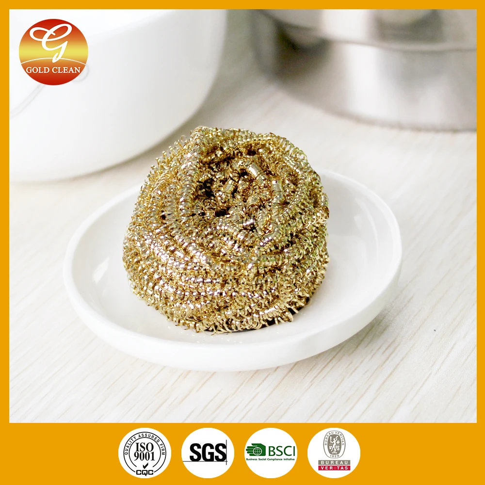 Steel Wool Scrubbers Cleaning Sponges Metal Wire Scourer Sponge Heavy Duty Scourer Brass scourer gold Durable