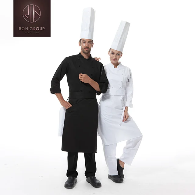High Quality Custom Logo Fashion Uniformes De Restaurante y Bar White Chef Cook Uniform For Cafe Hotel Catering Kitchen