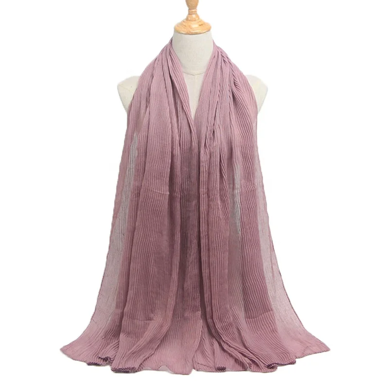 
Wholesale Factory Direct Sales Malaysia Arab Fashion New Women Crinkle Fold Cotton Linen Muslim Hijab Scarf Shawl 
