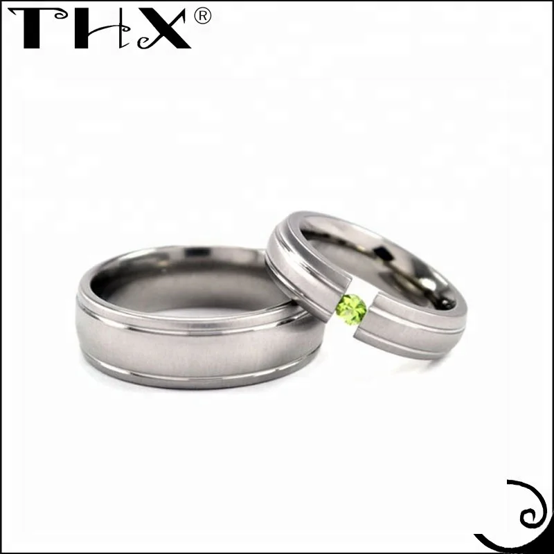Customized Wedding Ring for Woman Fashion Pick Your Gemstone His Hers Matching Titanium Wedding Ring Set