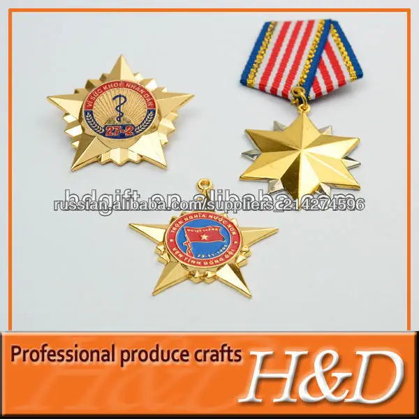 золотой металл тисненые значки армии на продажу с лентой