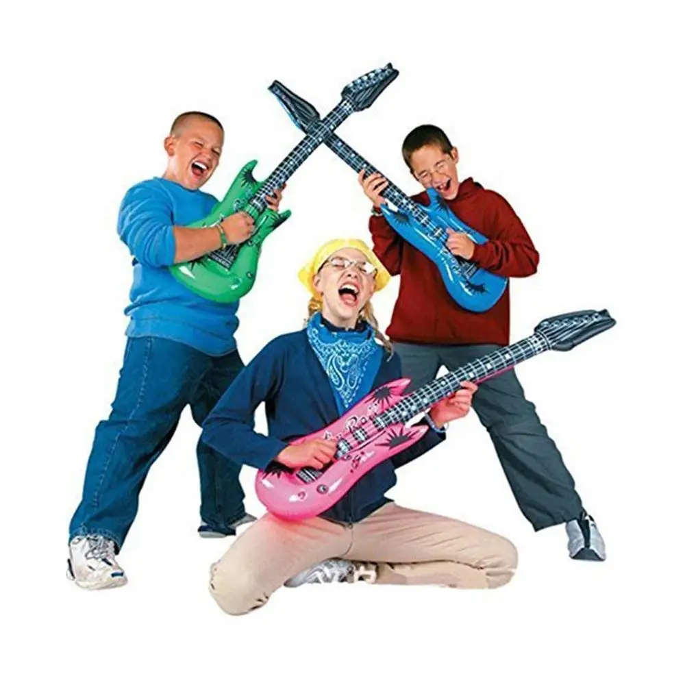 Rock Star Inflatable Guitar Set for Kids Party Accessories Inflatable Toys Waterproof Assorted Colors Party Decoration