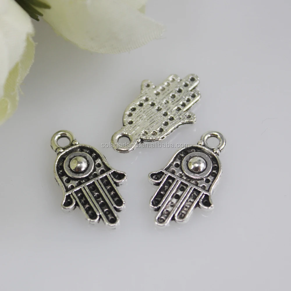 Supply 20*12MM Hamsa Hand Alloy oiled Custom  Bead Pendant for Diy Necklace